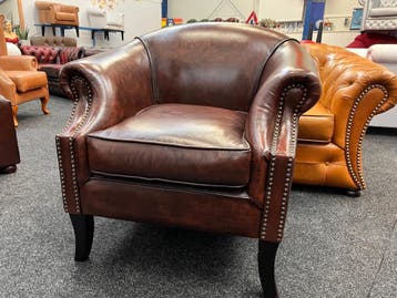 Chesterfield Club Chair !!! Niet van oma, wél met karakter.”, Ophalen, Zo goed als nieuw, Leer, Chesterfield