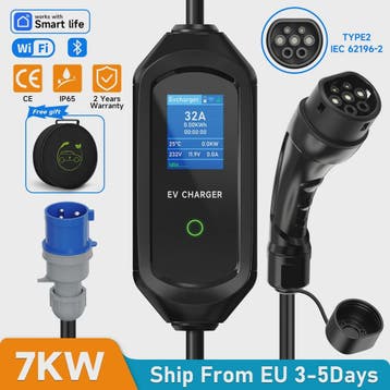 Draagbare EV Charger 7KW 32A Type 2 met WiFi/APP & Bluetooth, Verzenden, Nieuw