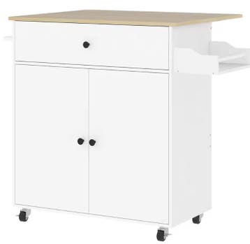 Keukeneiland met Wielen & Klapblad – 106×42×87 cm, Huis en Inrichting, Keuken | Keukenelementen, Verzenden, Nieuw
