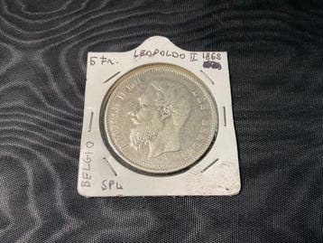 België. Leopold II. 5 Francs 1868 (Zonder minimumprijs)