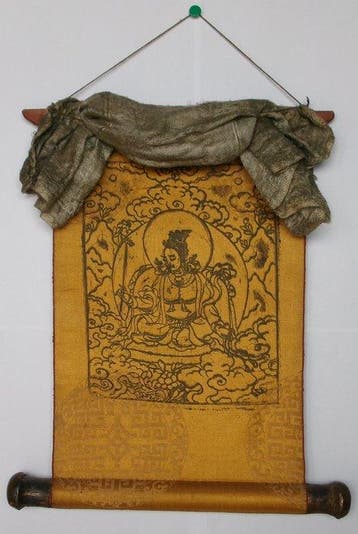 Prachtige en zeldzame kleine Tibetaans Thangka van Rode, Antiek en Kunst