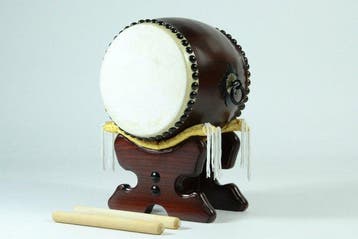 Taiko - Tabletop Taiko Drum with Wooden Stand, Brocade