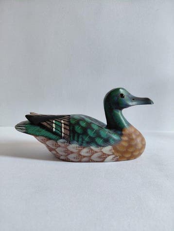 Lokeend - Période 1950-1970, peint main, sculpture 20 cm,, Antiek en Kunst, Curiosa en Brocante