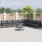 vidaXL Tuinbankenset met kussen 9 pcs Zwart Staal, Verzenden, Nieuw, Rvs