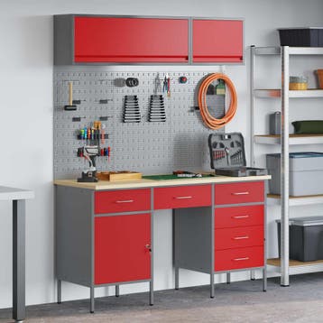 vidaXL Werkkast set 8 st Rood Poedergecoat staal en, Verzenden, Nieuw