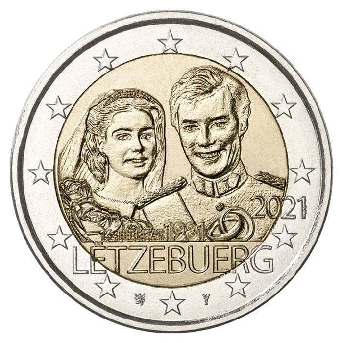 Luxemburg 2 Euro Huwelijk 2021 (reliëf-versie), Postzegels en Munten, Munten | Europa | Euromunten, Verzenden