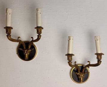 Wandlamp (2) - Verguld brons, Antiek en Kunst