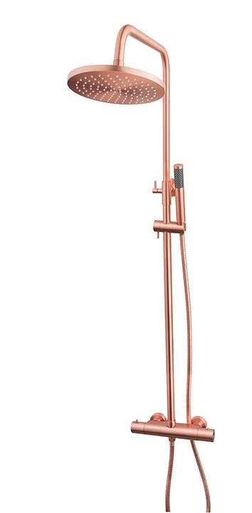 Caral douche-opbouwset + thermostaatkraan geborsteld koper, Verzenden, Nieuw
