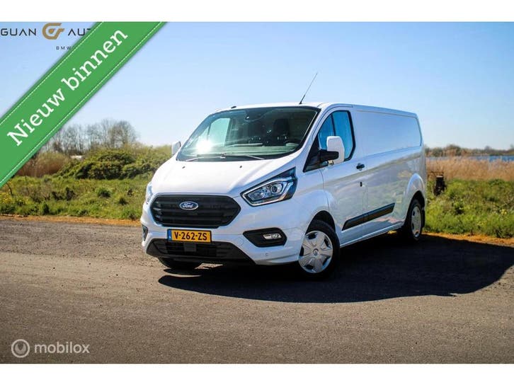 Zakelijke lease - Ford Transit Custom 320 2.0 TDCI L2H1, Auto's, Bestelauto's, Automaat, Financial lease, Wit, Ford, Stof, ABS