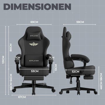 GTPLAYER Gaming stoel, ademende bureaustoel, ergonomisch, ho, Verzenden, Zo goed als nieuw