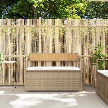 vidaXL Tuinbank met kussen beige polyrotan, Verzenden, Nieuw