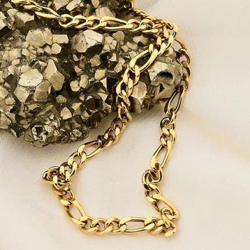 Gouden figaroschakel ketting van ASSOS; 14 karaat; 45 cm, Ophalen of Verzenden, Gebruikt, Goud, Goud
