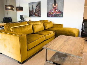 Loungebank Amsterdam - loungebanken - Goud, Nieuw, 150 cm of meer, Stof, 250 tot 300 cm