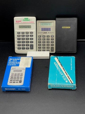 Citizen Solar 7 & Sharp EL-233 Vintage NOS - Rekenmachine, Nieuw