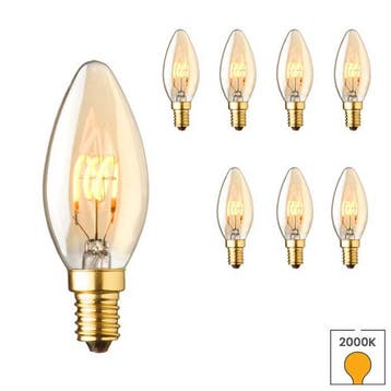8x E14 LED lamp | Kaarslamp |  1.2 watt 2100K extra warm wit, Verzenden, Nieuw, E14 (klein), Led-lamp