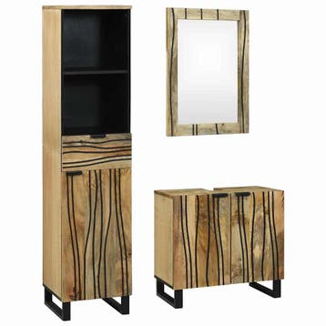 vidaXL Badkamermeubelset 3 st Bruin 38 x 33 x 160 cm Bewerkt, Verzenden, Nieuw, Overige typen