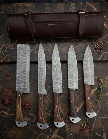 Keukenmes - Kitchen knife set - Staal, Hout, Levend