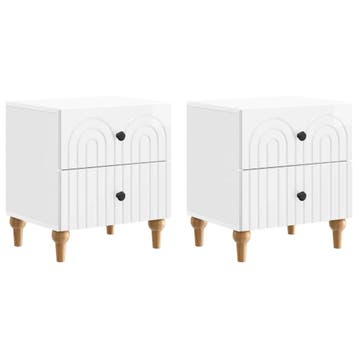 vidaXL Nachtkastje 2 pcs Hoogglans Wit 43 x 34,5 x 48 cm, Huis en Inrichting, Slaapkamer | Nachtkastjes, Minder dan 45 cm, Verzenden