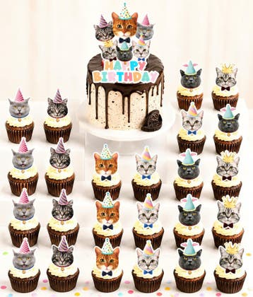 41-delige set Happy Cats met bordjes,servetten en tafelkleed, Dieren en Toebehoren, Ophalen of Verzenden, Nieuw