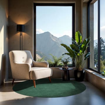 Kortpolig vloerkleed Soft Zone - Ø 120 cm, groen, Huis en Inrichting, Verzenden, Nieuw