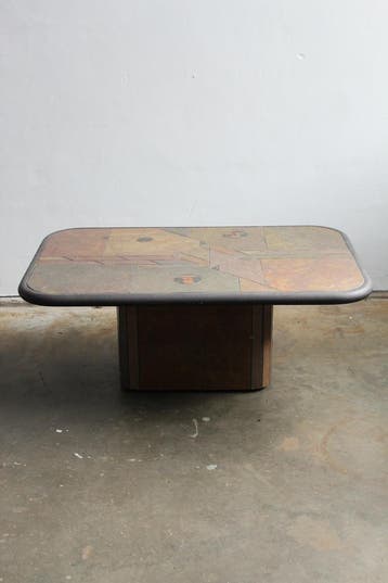 Vintage design stenen salontafel, Overige materialen, 100 tot 150 cm, 50 tot 100 cm, Gebruikt