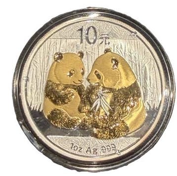 Chinese Panda 1 oz 2009 (Verguld), Verzenden, Oost-Azië, Losse munt, Zilver