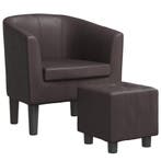 Fauteuil Leerlook Bruin | Tweedekansje | OP=OP, Huis en Inrichting, Minder dan 75 cm, Nieuw, Leer, Ophalen of Verzenden