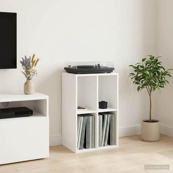 vidaXL Platenkast Wit 44,5 x 36,5 x 74,5 cm Bewerkt hout, Huis en Inrichting, Verzenden, Nieuw