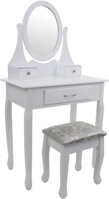 Make-up tafel Modern Wit | Incl Kruk | Nieuw | Laatste St..., Verstelbaar, Eenpersoons, Wit, Nieuw