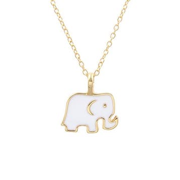 Fako Bijoux - Ketting - Olifantje Wit - Goudkleurig, Verzenden, Nieuw
