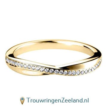 Aanschuifring in 9/18 karaat geelgoud Twist-vorm met 33 d..., Sieraden, Tassen en Uiterlijk, Ringen, Verzenden, Nieuw