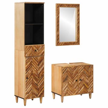 vidaXL Badkamerkastenset 3 st 62 x 33 x 58 cm Massief Mango, Huis en Inrichting, Badkamer | Badkamermeubels, Verzenden, Nieuw