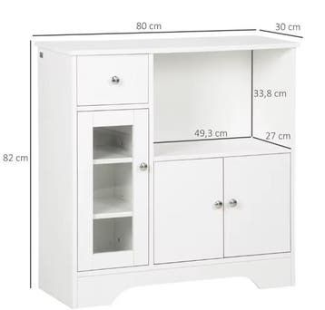 Keukendressoir 80×30×82 cm met Glazen Deur, Lade en Planken, Huis en Inrichting, Verzenden, Nieuw