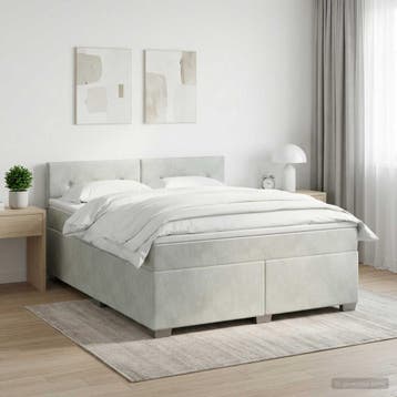 vidaXL Boxspringbed met matras Lichtgrijs 140 x 200 cm, Verzenden, Nieuw, Stof