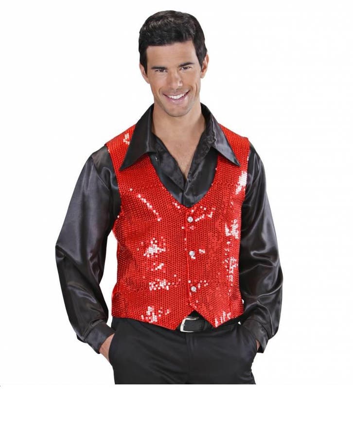 Rode Gilet glitter man, Kleding | Heren, Carnavalskleding en Feestkleding, Nieuw, Ophalen of Verzenden