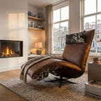 Fauteuil Indi | Koeienhuid | Uniek, Huis en Inrichting, Stoelen, Ophalen of Verzenden, Nieuw