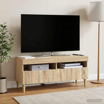 vidaXL LED tv-meubel Sonoma Eiken Bewerkt hout, Huis en Inrichting, Minder dan 50 cm, Verzenden, Nieuw, Minder dan 100 cm