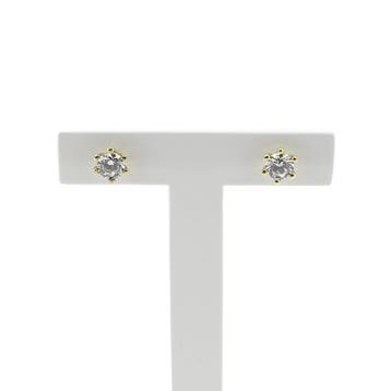 Gouden oorstekers met zirconia (Oorbellen), Gebruikt, Ophalen of Verzenden, Met edelsteen, Goud