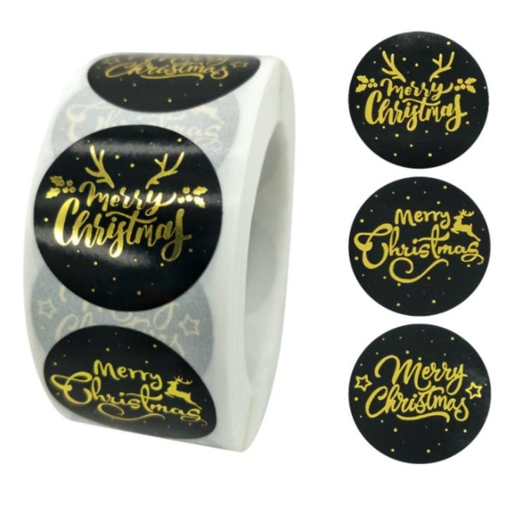 500 Kerst Stickers Op Rol - 2.5cm - Kerststickers -, Diversen, Cadeauverpakkingen, Verzenden