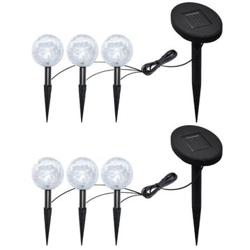 vidaXL Tuinlampen 6 st LED met grondankers en zonnepanelen, Tuin en Terras, Verzenden, Nieuw, Glas