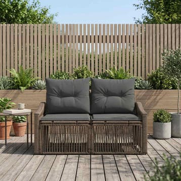 vidaXL Tuinbank 2-Aantal zitplaatsen Grijs poly rattan, Verzenden, Nieuw, Rotan