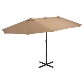 vidaXL Parasol met aluminium paal 460x270 cm taupe, Verzenden, Nieuw, Meer dan 4 meter