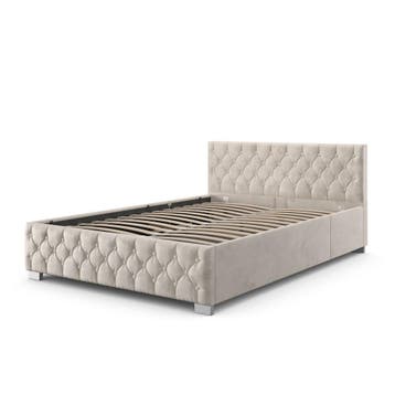 Gestoffeerd Bed Nizza - 120 x 200 cm - Beige - LED Verlichti, Verzenden, Nieuw