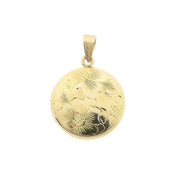 Vintage gouden medaillon hanger; Floraal design, Ophalen of Verzenden, Gebruikt, Goud, Overige merken