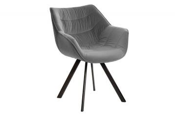 Design stoel THE DUTCH COMFORT grijs fluweel retrostijl met, Ophalen of Verzenden, Nieuw
