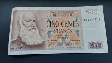 België. - 500 Francs - 1953 - Pick 130a (Zonder