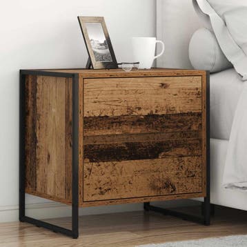 vidaXL Nachtkastje 2 st Oud Hout 50 x 39,5 x 50 cm Bewerkt, Minder dan 45 cm, Verzenden, Nieuw, Minder dan 55 cm
