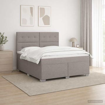 vidaXL Boxspringbed met matras met hoofdeinde Taupe 180 x, Verzenden, Nieuw