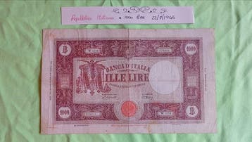 Italië. - 1000 Lire - 22/07/1946 - Grande M - Gigante BI
