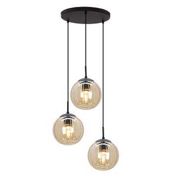 Retro hanglamp amber, Rifka, Ophalen of Verzenden, Nieuw, Glas, Retro